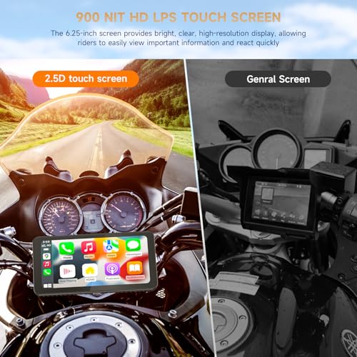Spedal CL871 6.25" Motorcycle CarPlay ＆ Android Auto Screen, Full Body Waterproof, GPS Navigation for Motorbike, Bluetoot...