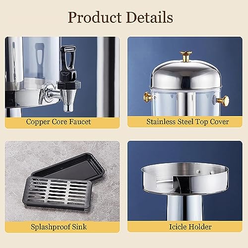 NYTFHMS Drink dispensers for Parties, Stainless Steel Juice Beverage Dispenser, 8/16/24L Catering Drinks Fountain, for Jui...
