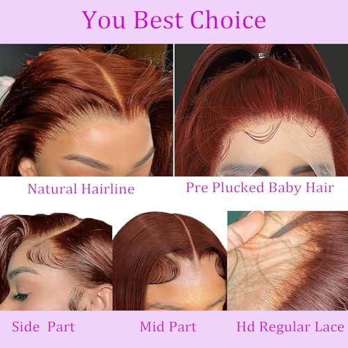 PANDA ANGEL Straight Lace Front Wigs Human Hair 13x4 HD Transparent Lace Front Wigs for Women Human Hair Reddish Brown Lace Front Wig N33# Colored Reddish Brown Full Frontal Wigs 20 Inch