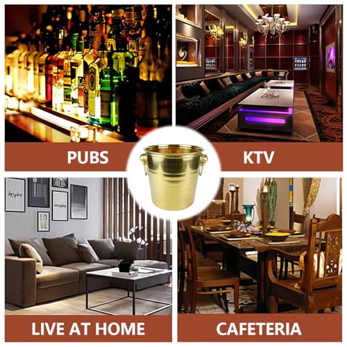 5L Metal Ice Buckets Insulated Ice Bucket Stainless Steel Ice Bucket Drink Cooler Wine Champagne Bucket for Home Restauran...