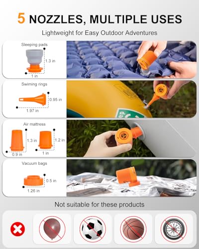 Portable Pool Inflatable Air Pump - 5kPa Upgrade Electric Camping Travel Vacuum Mini Inflator Pump for Inflatables - Batte...
