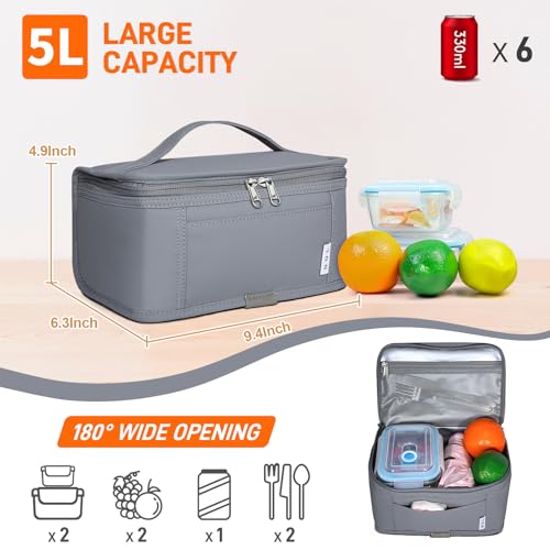 NOL Natural Organic Lifestyle Small Lunch Bag Mini Lunch Box Insulated Lunch Bag for Men/Women Leakproof Cooler Tote Bag L...