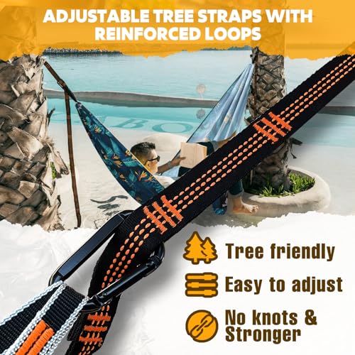 NATUREFUN Ultra-Light Travel Camping Hammock | 300kg Load Capacity,Breathable,Quick-Drying | 2 x Premium Carabiners,2 x Ny...
