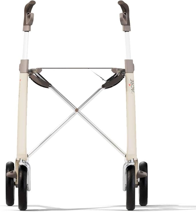 byACRE Carbon Ultralight Rollator Walker with Organizer Bag, Compact Track, 16" x 22" Seat (W x H), Oyster White