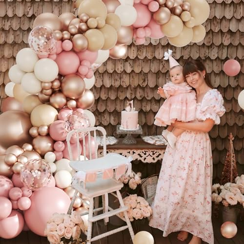Dusty Pink Balloon Arch Kit, 143Pcs Boho Blush Pink Sand White Nude Rose Gold Balloons Garland Arch Kit Confetti Balloons ...