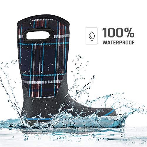 HISEA Women Mud Boots, Neoprene Rubber Garden Shoes Waterproof Mid Calf Rain Boots for Outdoor