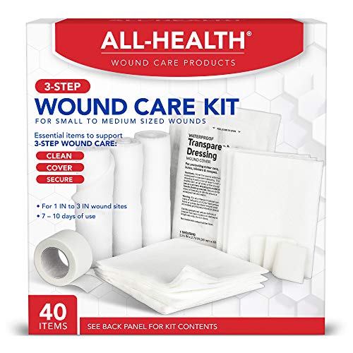 All Health Wound Care Kit & First Aid Supplies, 40 Piece | for Small to Medium Sized Wounds, Professional Use for Car, Hom...