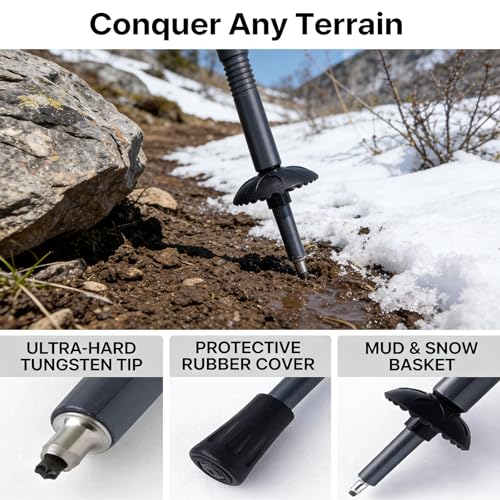 Trekking Pole Tactical Walking Stick, Multifunctional Lightweight Aircraft Aluminum Collapsible Survival Hiking Pole with ...