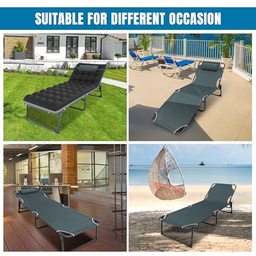 Big RED Camping Sleeping Cot,5-Position Folding Cot,Lounge Chair with Mattress,Folding Sleeping Cot,Camping Cots for Adult...