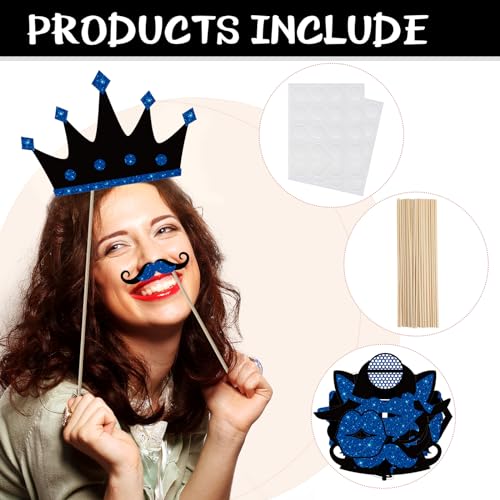 Zonon 24 Pcs Funny Photo Booth Props:Valentine's Day, Mardi Gras, Easter, Family Reunion, Class Reunion, Birthday, Wedding...