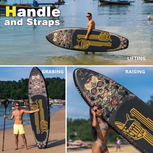 Inflatable Paddle Board 10'6''/11' Wide, Standup Paddle Board for Adults, with Premium SUP Accessories - 3 Fins, Adjustabl...