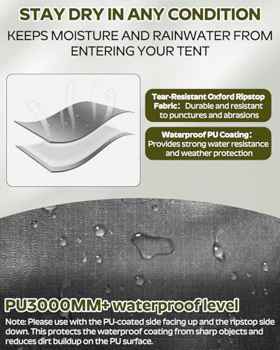 Premium Tent Footprint, PU3000, Oxford Ripstop Fabric, Durable,Tarp Ground Sheet for 2 Person Backpacking Tent Floor Prote...