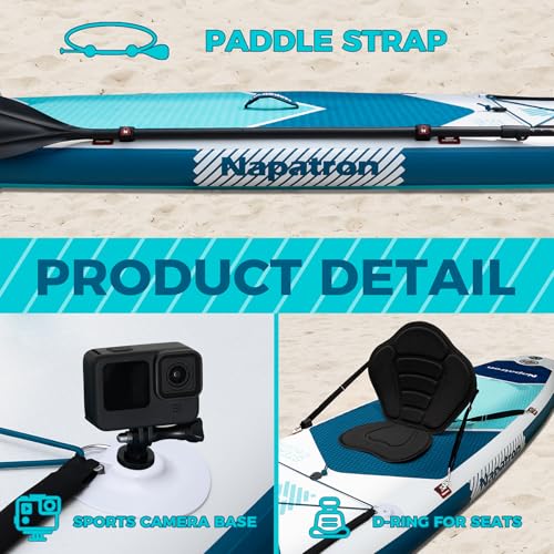 Napatron Inflatable Paddle Board, 10'6" Ultra Lightweight SUP with Adjustable Paddle, Anti-Slip Deck,Coiled Leash & Carry ...