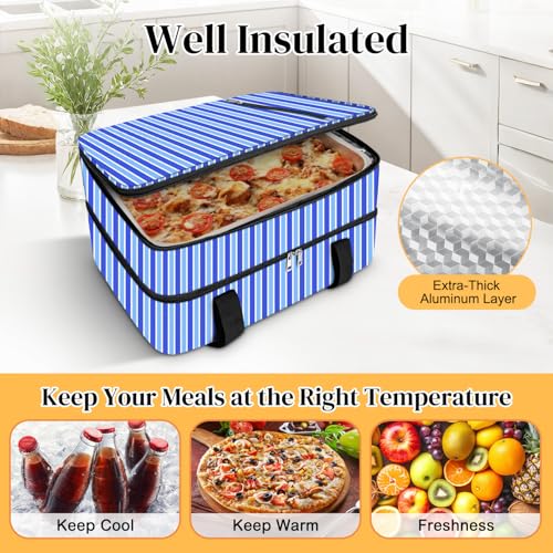 Coobiiya Insulated Casserole Carrier – Portable Tote for Hot or Cold Food, Warmer & Cooler Bag Lunch Bag, Fits 9" x 13" Ba...