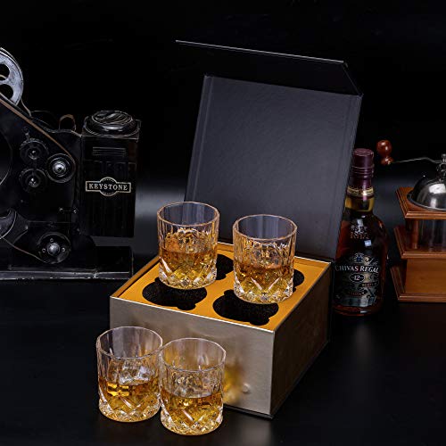 KANARS Old Fashioned Whiskey Glasses with Luxury Box - 10 Oz Rocks Barware For Scotch, Bourbon, Liquor and Cocktail Drinks...