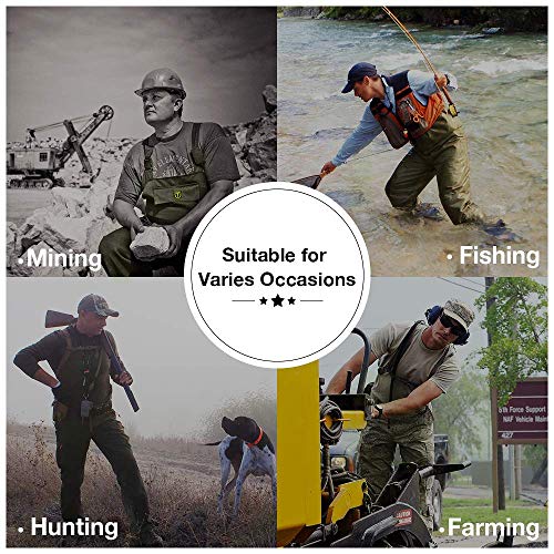TIDEWE Bootfoot Chest Wader, 2-Ply Nylon/PVC Waterproof Fishing Hunting Waders with Boot Hanger for Men Women Green Brown