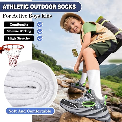 MOGGEI Boys Kids Girls Athletic Socks Basketball Sport Youth Crew Cotton Breathable Outdoor Socks 6 Pairs