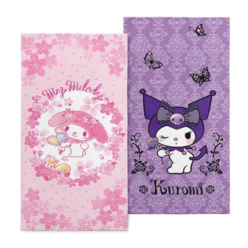 Northwest Sanrio Beach Towel, Kuromi & My Melody, 2-Pack Oversized Pool Towels Set, Fast-Drying and Sand-Resistant, 30x60 Inches