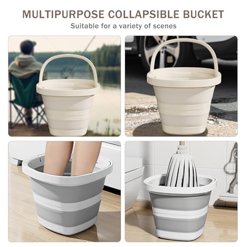2-Pack Collapsible Buckets (2.6 Gallon/10L) - Foldable Rectangular Design with Handles, Space-Saving for RV, Camping, Car ...