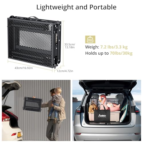 Anbte Folding Grill Table, 3ft Tri-Fold Aluminum Folding Table Adjustable Height Max 27.5" Grill Table with Mesh Desktop, ...