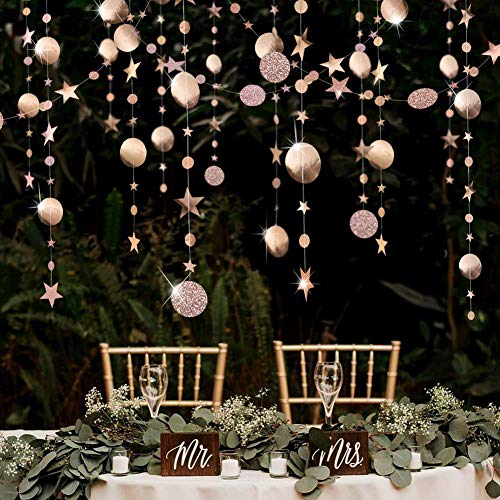 Decor365 Twinkle Star Garlands Champagne Gold Party Decorations Stars Banner Ceiling Hanging Decor Streamer Backdrop for B...
