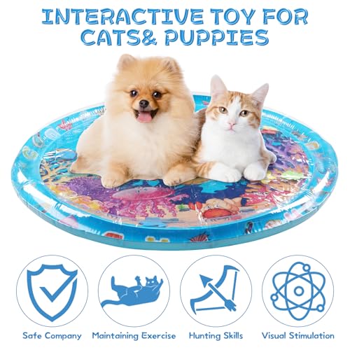 BIXMK 2025 New Thickened Water Sensor Play Mat, Pet Water Sensory Mat, Water Sensory Playmat with Fish, Interactive Sensor...