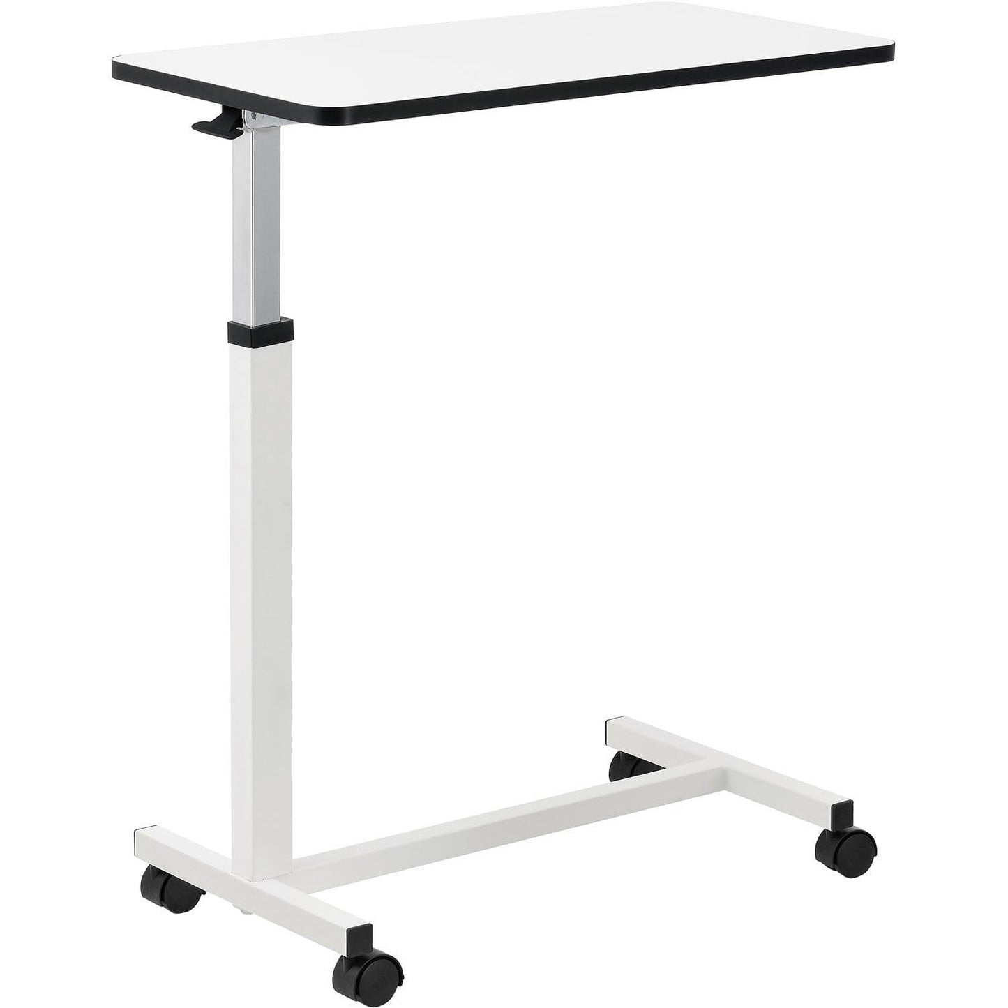 Global Industrial 28" to 45" Adjustable Height Overbed Table with H-Base, White Laminate Tabletop