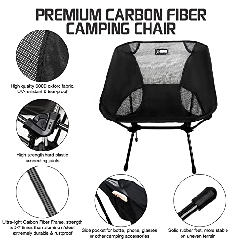 HIBLE Carbon Fiber Folding Camping Chair, Ultra-Light Portable Camp Chair for Hiking, Beach, Fishing, Stable Backpacking C...