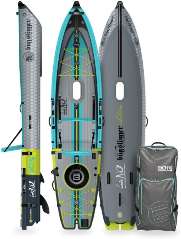 BOTE Lono Aero Inflatable Kayak Convertible Stand Up Paddle Board for Single Rider Adults Kids Family Friendly Blow Up Fis...