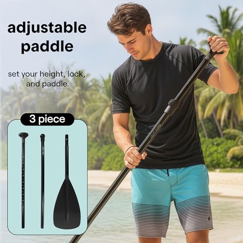 SereneLife Ultra-Light Inflatable Stand Up Paddle Board with Premium SUP Accessories - Extra Wide Stable Design with Non-S...