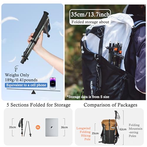 Naturehike 1 PCS UL 3K Carbon Fiber Trekking Pole-7075 Aluminum Adjustable Collapsible 3 Section Ultralight Hiking Stick w...