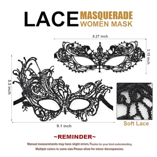 Aqearl Masquerade Mask for Women Lace Eye Mask Venetian Halloween Mask for Costume Party Prom Ball