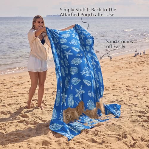 WEKAPO Beach Blanket Waterproof Sandproof Oversized, Extra Large Beach Mat Sand Free, Lightweight & Compact Sand Free Mat ...