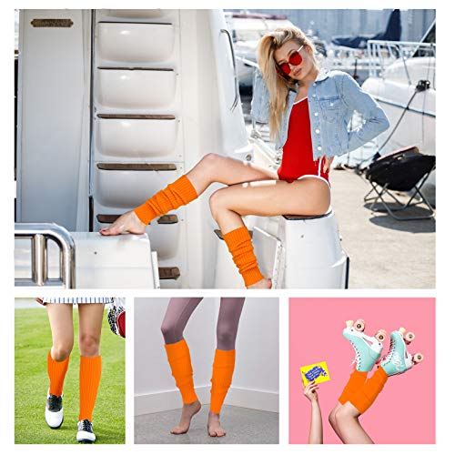 v28 Women Juniors Neon Ribbed Leg Warmers for 80s Eighty's Party Sports Yoga