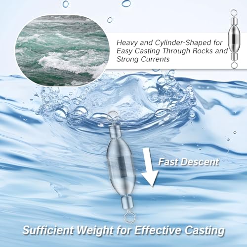 YAFIYGI 15Pcs Sinkers Fishing Saltwater Kit Fishing Sinkers with Removable Non Lead Swivels Bullet Weights for Inline Trol...