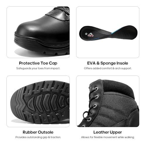 NORTIV 8 Men's Waterproof Tactical Work Boots Leather Outdoor Hiking Military 6 Inches Motorcycle Combat Boots