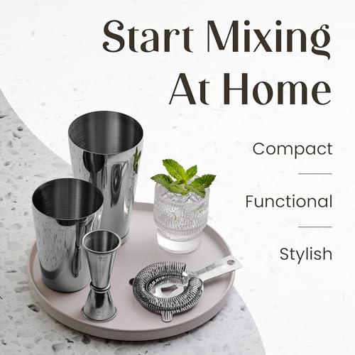Mixology & Craft Boston Shaker Set with Weighted Martini Shakers | Cocktail Shaker Set Includes Strainer and Japanese Jigg...