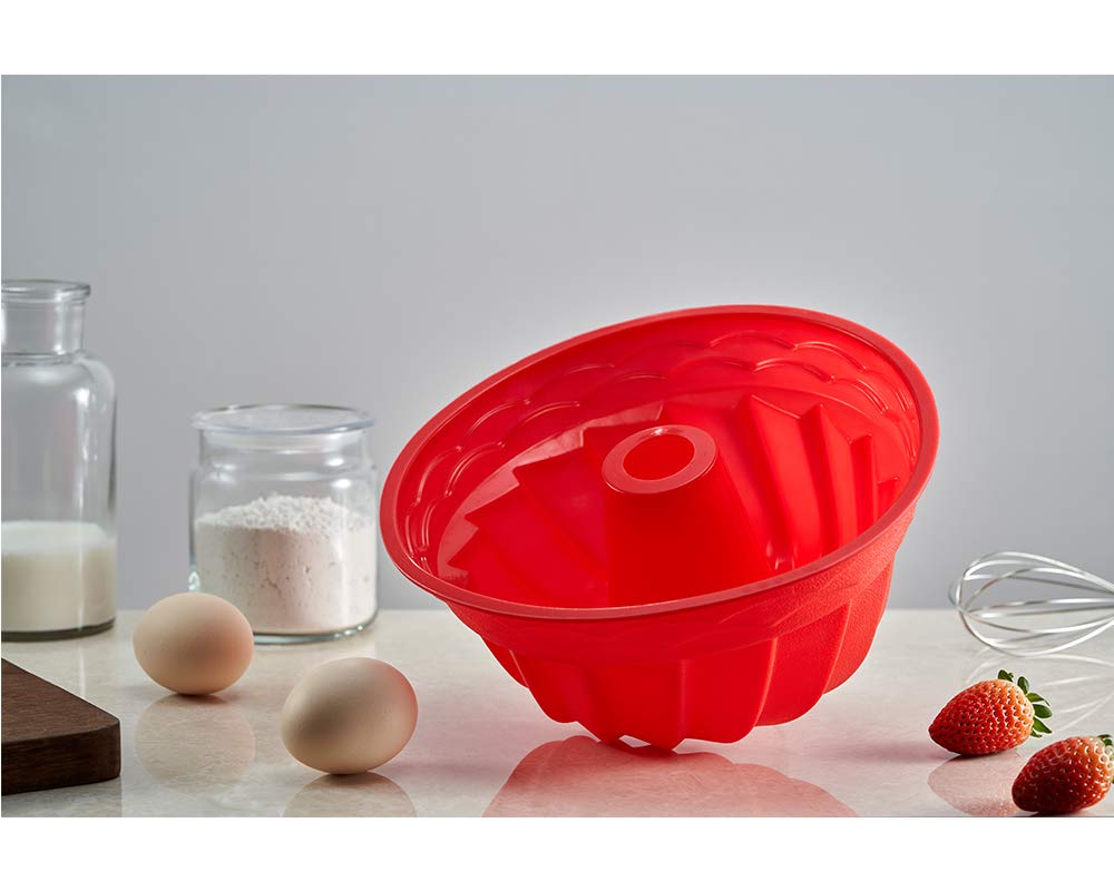 IELEK Silicone Fulted Pan Cake Nonstick Jello Molds Tube for Baking Cake, Jello, Gelatin, Bread, Para Gelatinas