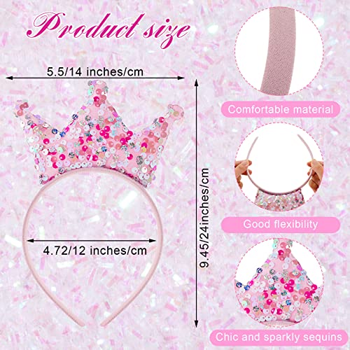 Juexica 12 Pack Princess Party Favors Princess Crowns Headband Decorations Glitter Sequin Headband for Birthday Proms Gift...