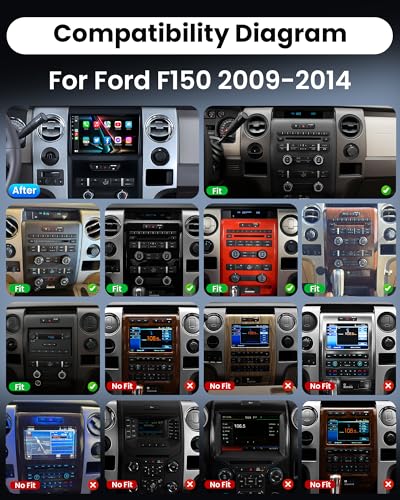 Car Radio for Ford F150 2009-2014: Upgrade 9 inch 1280x800 HD Touchscreen Stereo with Wireless Carplay Android Auto 5G WiF...