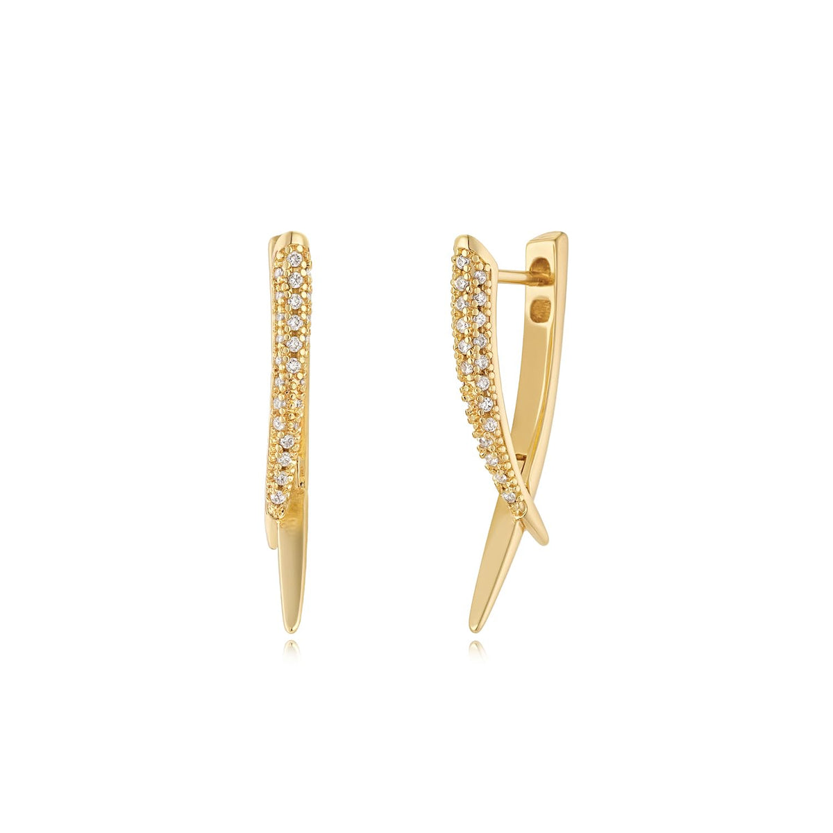 MYEARS Women Bar Earrings Gold Huggie X Hoop Ear Stud Cuff Cubic Zirconia 14K Small Simple Hypoallergenic Everyday Jewelry