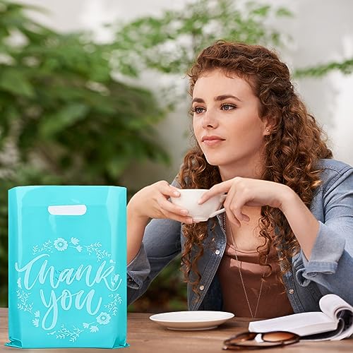 MJOGGOTT 300 Pieces Thank You Merchandise Bags, 3 Size Thank You Gift Bags with Handles, Plastic Bag for Small Business, B...