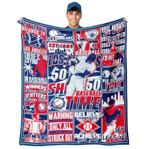 Blanket for Los Angeles, Baseball Gifts for Men, Fans Coach Gifts Blue Team Color Sports Stuff 60"x50" Blanket Throws