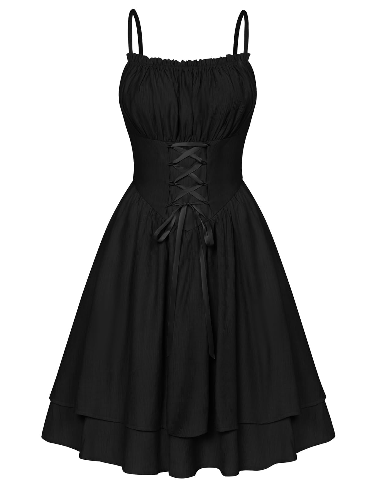 Summer Fairy Dress Sleeveless A Line Mini Dresses Teens Coquette Dress Black L
