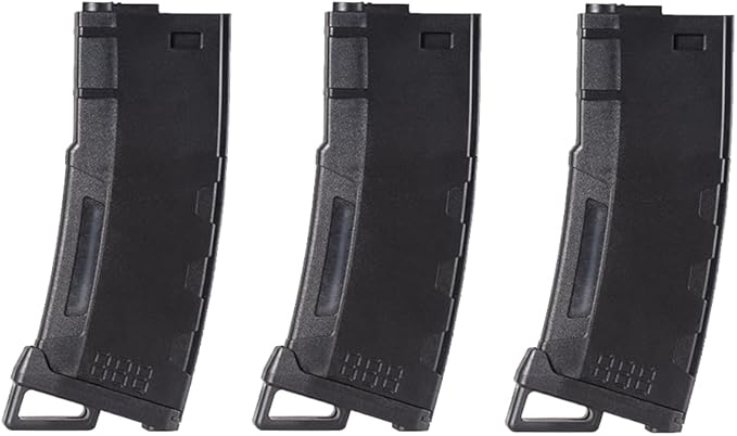 Lancer Tactical Airsoft M4 M16 Series Polymer 130 Round Transparent Window High Speed Mid-Cap Airsoft Magazine -Pack of Three