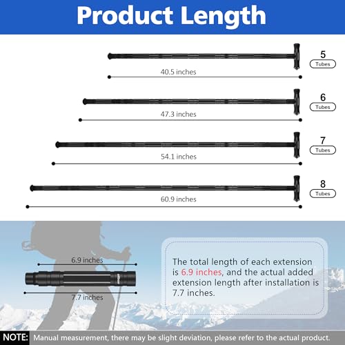 aiGear G2 Tactical Stick Hiking Walking Staff - Trekking Poles Outdoor Adjustable Hiking Stick for Camping Hiking 5-8 Tube...