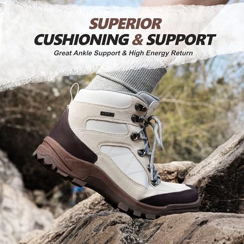 R CORD Womens Hiking Boots Breathable Hiking Boots Womens Waterproof Ankle Support Athletic Outdoor Non-slip Durable Hikin...