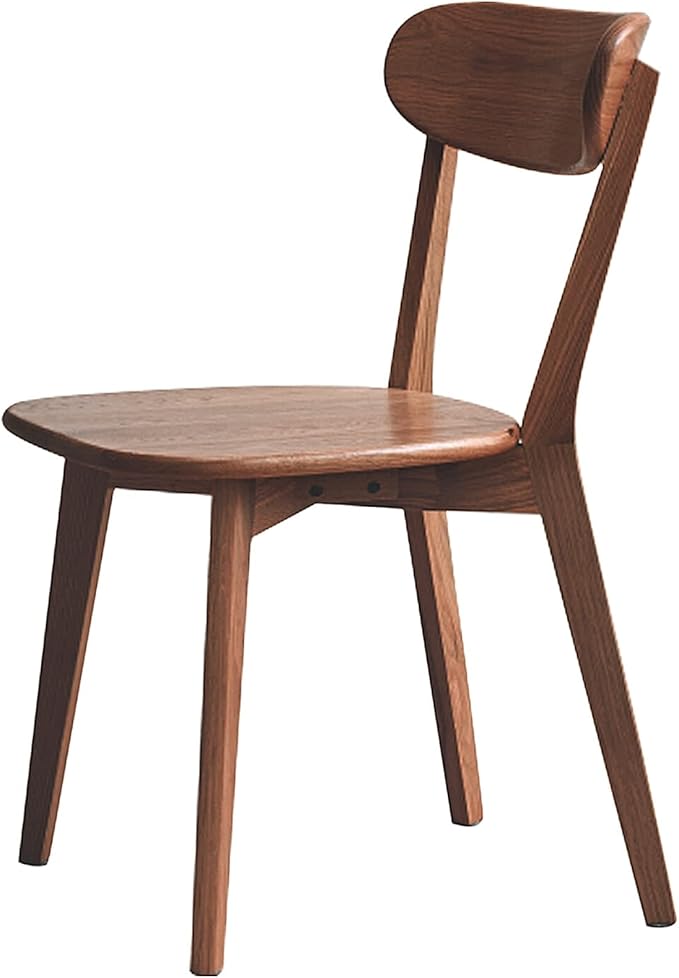 Grewood Oak Wood Dining Chairs,Mid Century Modern Dining Chairs with Comfortable Curved Backrest,Wood Chairs for Kitchen,Dining Room (1, Walnut Color)