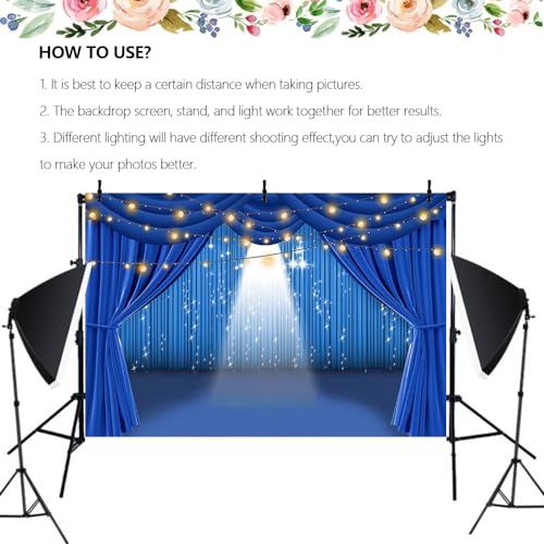 6x4ft Blue Theater Stage Spotlights Backdrop for Business Event Prom Talent Show Anniversary Party Photography Background