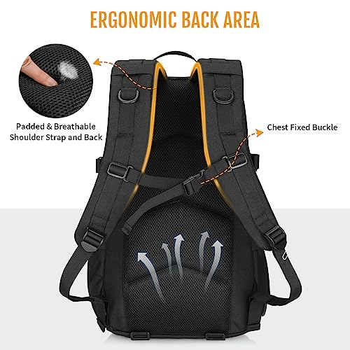 HUNTVP 25L Tactical Backpack Military Backpack MOLLE Bag Outdoor Hunting Rucksack Gear Assault Travel Daily Pack Bag(Black)